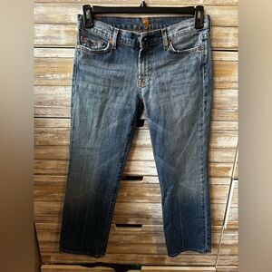 👖 7 For All Mankind Crop Bootcut Jeans Size 29 Rhinestone Crystal Pocket Y2K